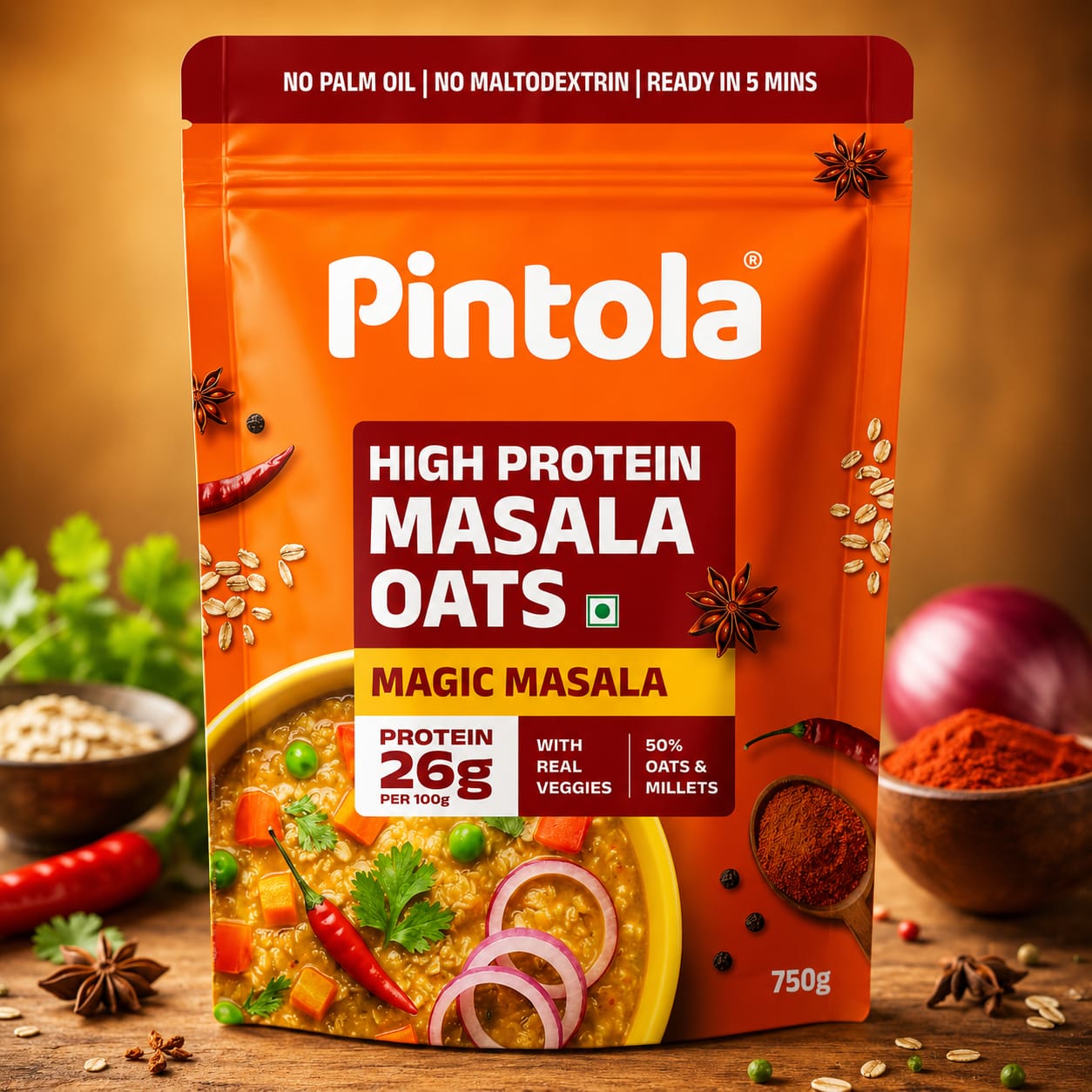 PINTOLA 26g High Protein Masala Oats