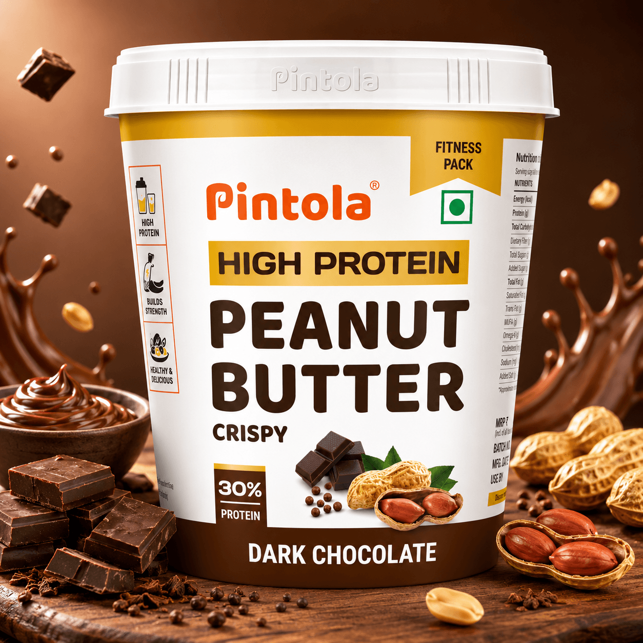 Pintola High Protein Dark Chocolate Peanut Butter Crispy