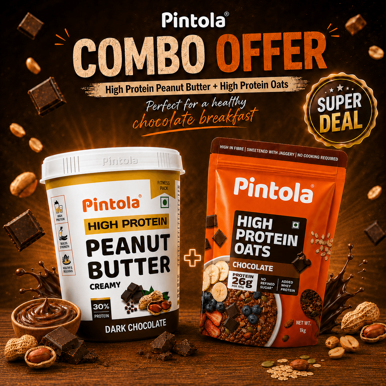 Pintola High Protein Oats & Peanut Butter (1+1 kg)